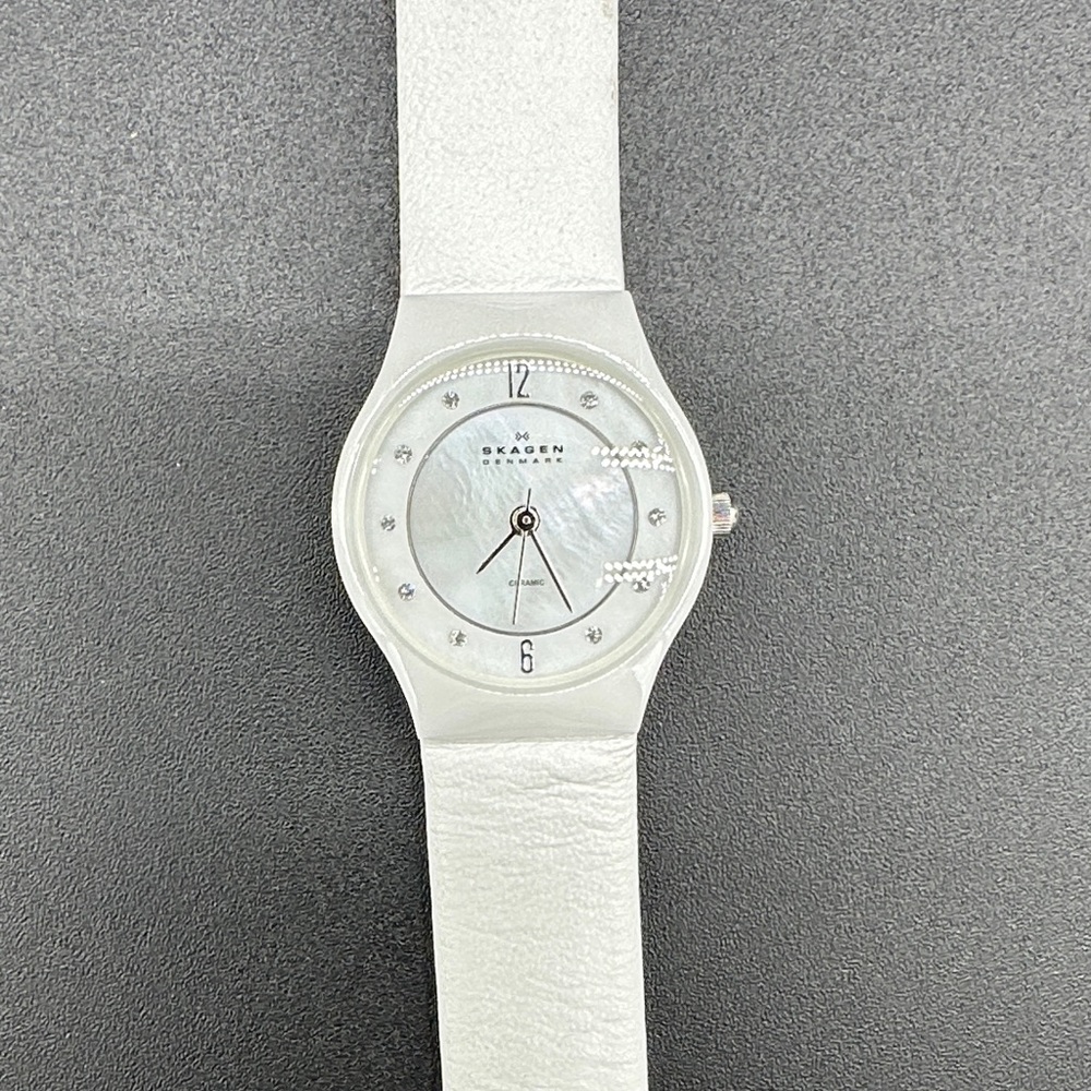Skagen Denmark Women’s White Leather Watch
